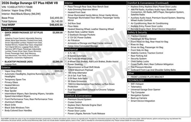 2026 Dodge Durango DURANGO GT PLUS AWD HEMI V8