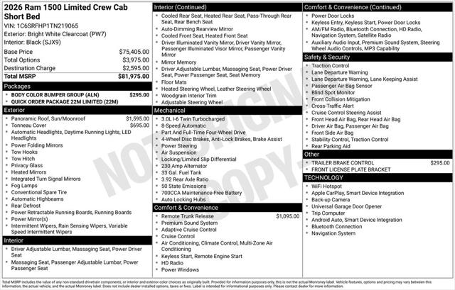 2026 RAM Ram 1500 RAM 1500 LIMITED CREW CAB 4X4 57 BOX
