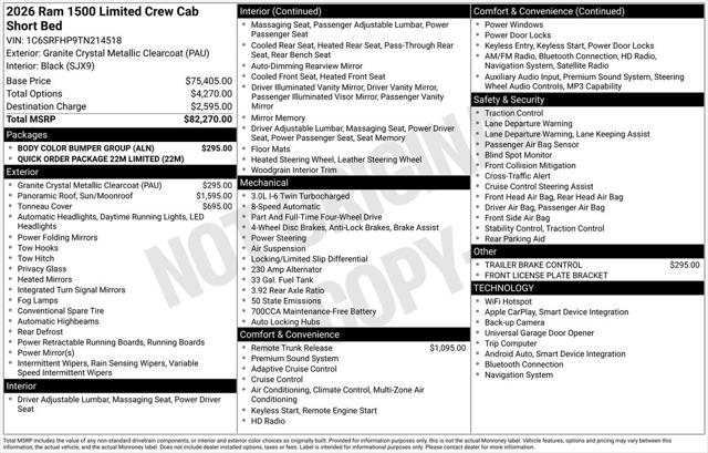 2026 RAM Ram 1500 RAM 1500 LIMITED CREW CAB 4X4 57 BOX 2026 RAM Ram 1500 RAM 1500 LIMITED CREW CAB 4X4 57 BOX