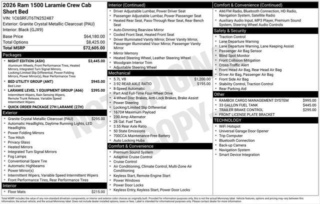 2026 RAM Ram 1500 RAM 1500 LARAMIE CREW CAB 4X4 57 BOX 2026 RAM Ram 1500 RAM 1500 LARAMIE CREW CAB 4X4 57 BOX