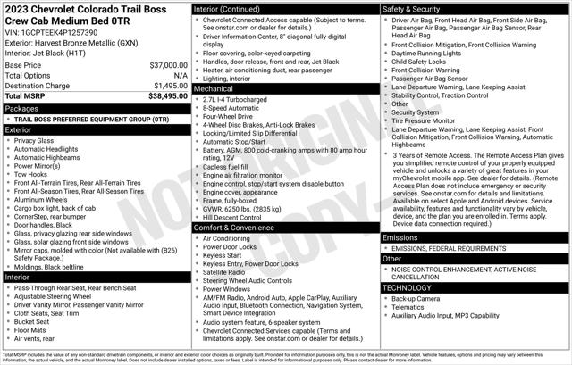 2023 Chevrolet Colorado 4WD Crew Cab Short Box Trail Boss 2023 Chevrolet Colorado 4WD Crew Cab Short Box Trail Boss