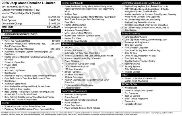 2025 Jeep Grand Cherokee GRAND CHEROKEE L LIMITED 4X4 2025 Jeep Grand Cherokee GRAND CHEROKEE L LIMITED 4X4