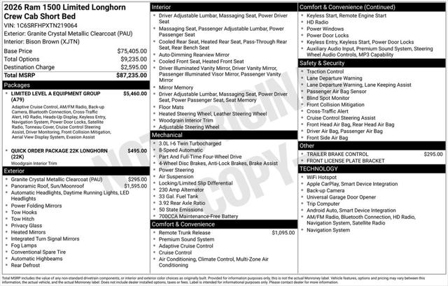 2026 RAM Ram 1500 RAM 1500 LIMITED LONGHORN CREW CAB 4X4 57 BOX