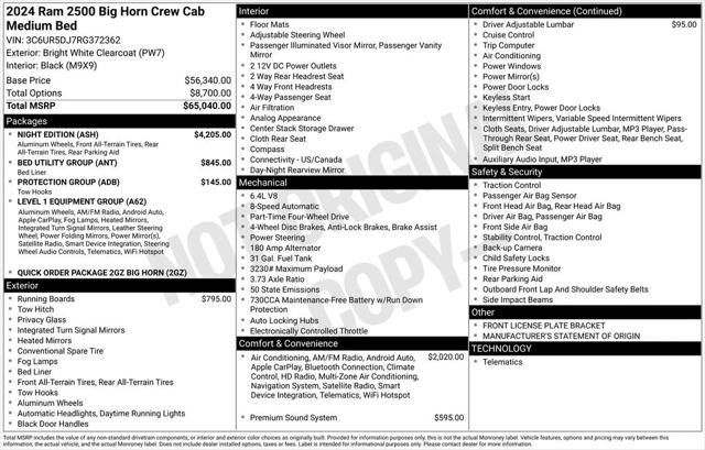 2024 RAM 2500 Big Horn Crew Cab 4x4 64 Box