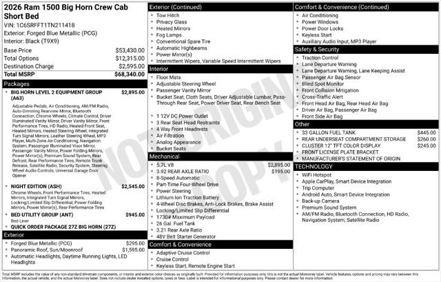 2026 Ram 1500 Big Horn Crew Cab 4x4 57 Box
