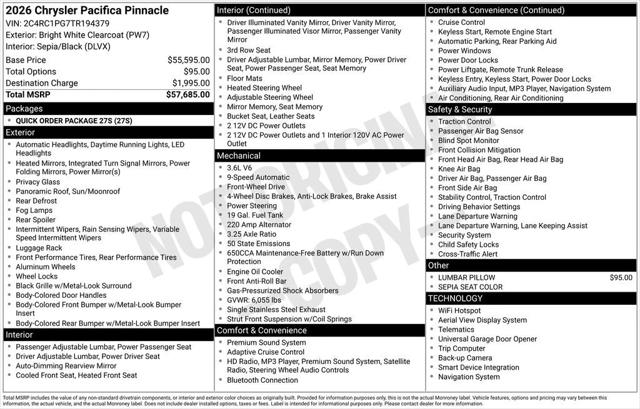 2026 Chrysler Pacifica PACIFICA PINNACLE 2026 Chrysler Pacifica PACIFICA PINNACLE