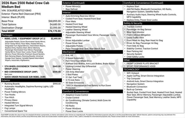 2026 RAM Ram 2500 RAM 2500 REBEL CREW CAB 4X4 64 BOX 2026 RAM Ram 2500 RAM 2500 REBEL CREW CAB 4X4 64 BOX