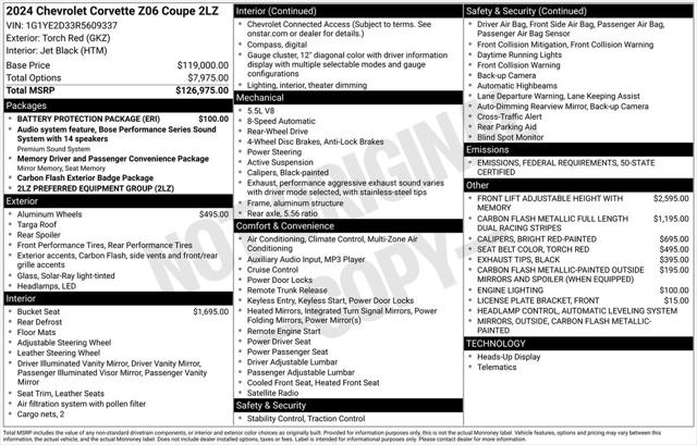 2024 Chevrolet Corvette Z06 RWD Coupe 2LZ