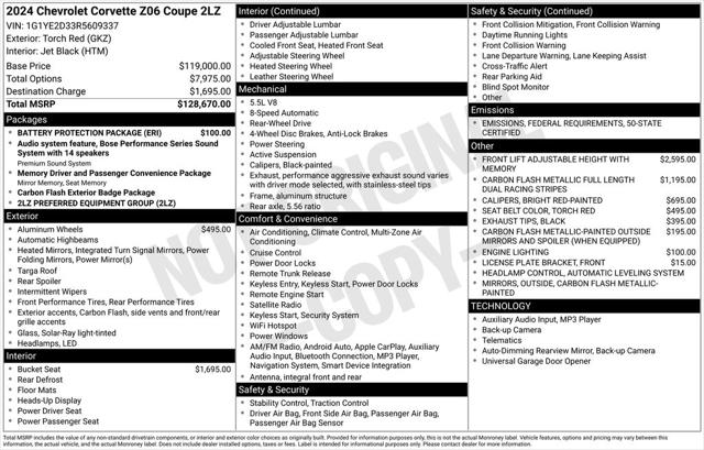 2024 Chevrolet Corvette Z06 RWD Coupe 2LZ