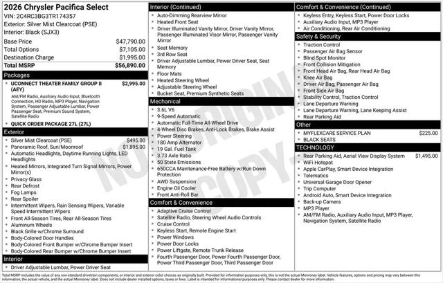 2026 Chrysler Pacifica Select AWD