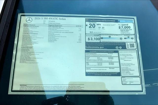 2026 Mercedes-Benz S 580 4MATIC