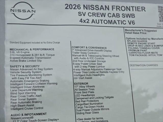 2026 Nissan Frontier Crew Cab SV 4x2