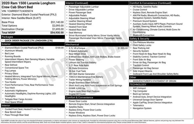 2020 Ram 1500 Laramie Longhorn Crew Cab 4x2 5'7" Box