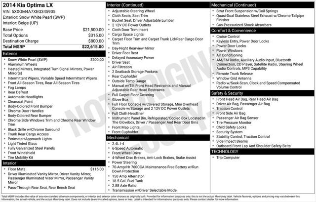 2014 Kia Optima LX 2014 Kia Optima LX
