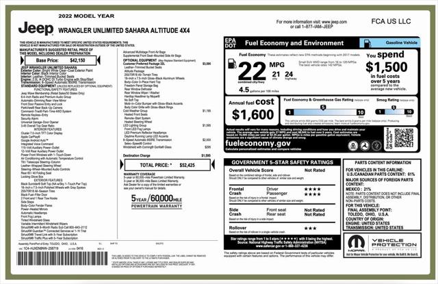 2022 Jeep Wrangler Unlimited Sahara Altitude 4x4 2022 Jeep Wrangler Unlimited Sahara Altitude 4x4