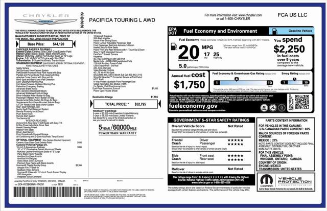 2022 Chrysler Pacifica Touring L AWD 2022 Chrysler Pacifica Touring L AWD