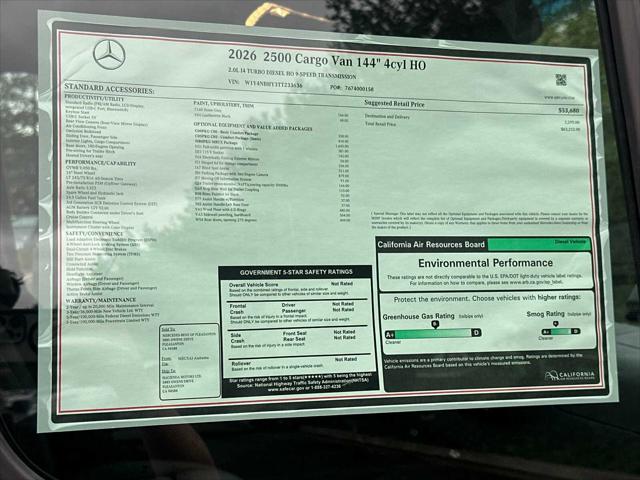 2026 Mercedes-Benz Sprinter 2500 Cab Chassis 144 WB 3D Cargo Van