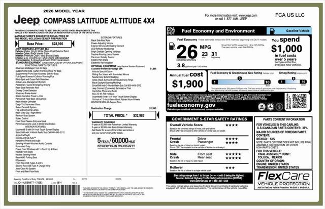 2026 Jeep Compass COMPASS LATITUDE ALTITUDE 4X4 2026 Jeep Compass COMPASS LATITUDE ALTITUDE 4X4