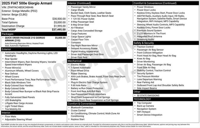 2025 Fiat FIAT 500e GIORGIO ARMANI Collectors Edition 2025 Fiat FIAT 500e GIORGIO ARMANI Collectors Edition