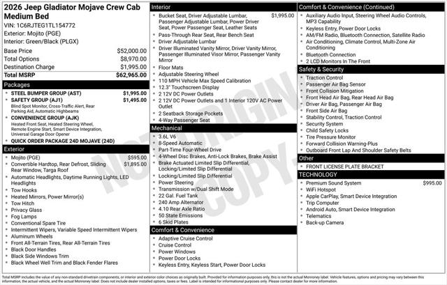 2026 Jeep Gladiator GLADIATOR MOJAVE 4X4