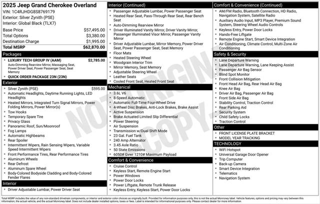 2025 Jeep Grand Cherokee Overland 4x4