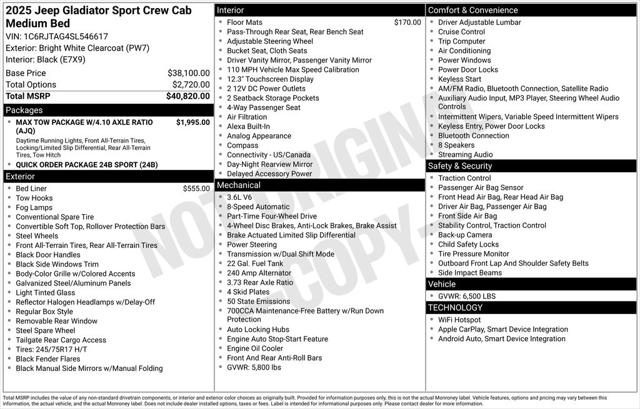 2025 Jeep Gladiator GLADIATOR SPORT 4X4