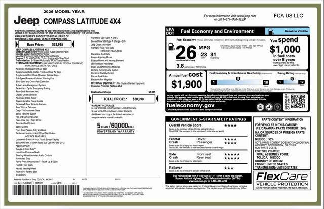 2026 Jeep Compass COMPASS LATITUDE 4X4