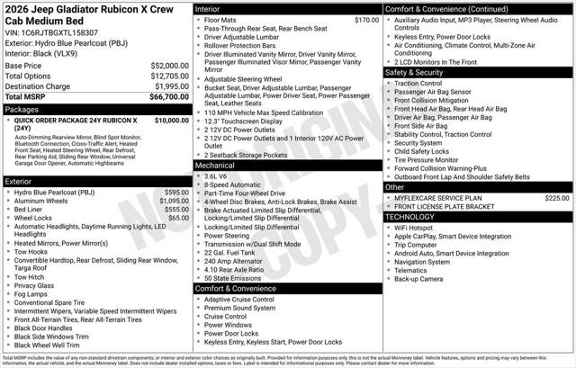 2026 Jeep Gladiator GLADIATOR RUBICON X 4X4