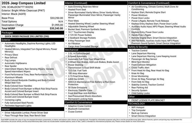 2026 Jeep Compass COMPASS LIMITED 4X4 2026 Jeep Compass COMPASS LIMITED 4X4