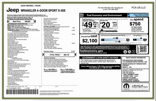 2024 Jeep Wrangler 4xe Sport S 4xe