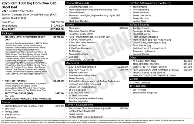 2025 RAM Ram 1500 RAM 1500 BIG HORN CREW CAB 4X4 57 BOX