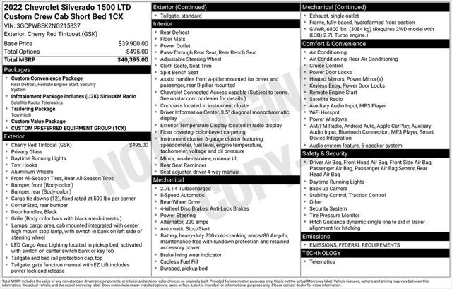 2022 Chevrolet Silverado 1500 LTD 2WD Crew Cab Short Bed Custom