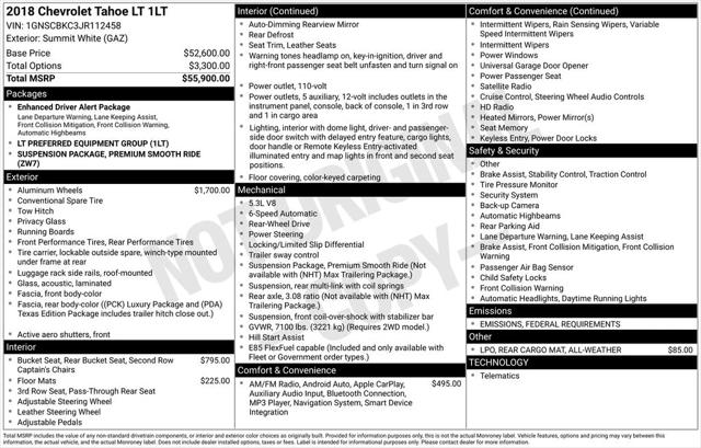 2018 Chevrolet Tahoe LT 2018 Chevrolet Tahoe LT