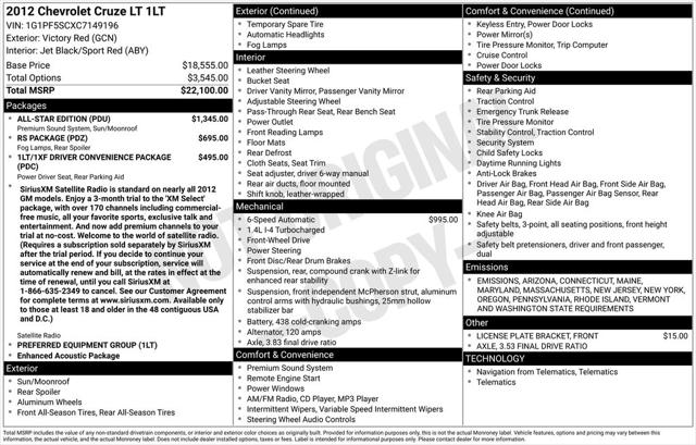 2012 Chevrolet Cruze 1LT