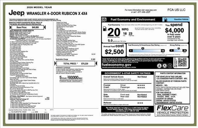 2026 Jeep Wrangler WRANGLER 4-DOOR RUBICON X