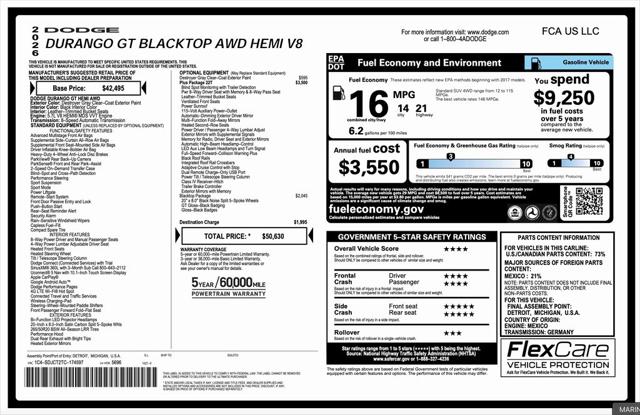 2026 Dodge Durango DURANGO GT PLUS AWD HEMI V8 2026 Dodge Durango DURANGO GT PLUS AWD HEMI V8