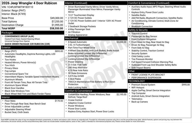 2026 Jeep Wrangler WRANGLER 4-DOOR RUBICON