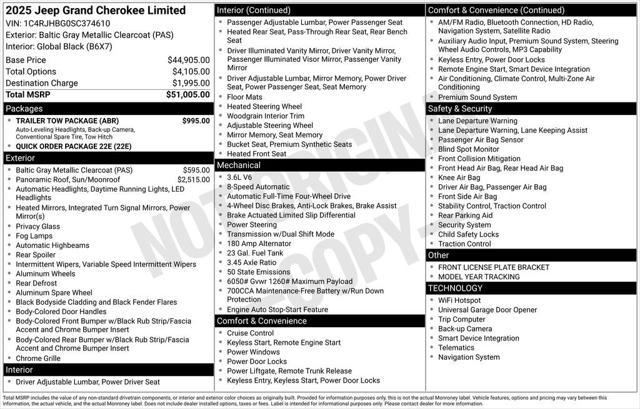 2025 Jeep Grand Cherokee GRAND CHEROKEE LIMITED 4X4