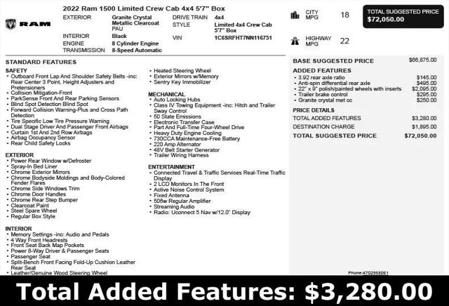 2022 Ram 1500 Limited Crew Cab 4x4 5'7" Box