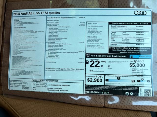 2025 Audi A8 L 55 TFSI quattro Tiptronic