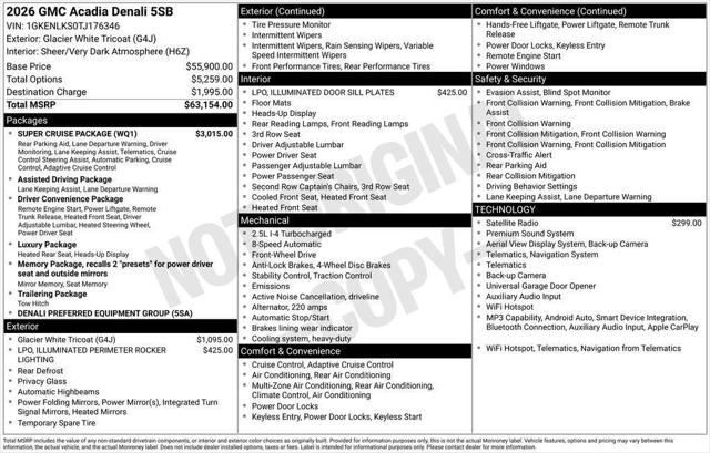 2026 GMC Acadia Denali FWD