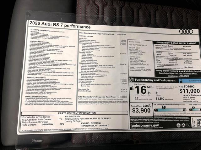2026 Audi RS 7 performance quattro tiptronic