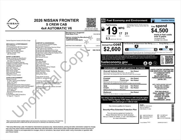 2026 Nissan Frontier Crew Cab S 4x4