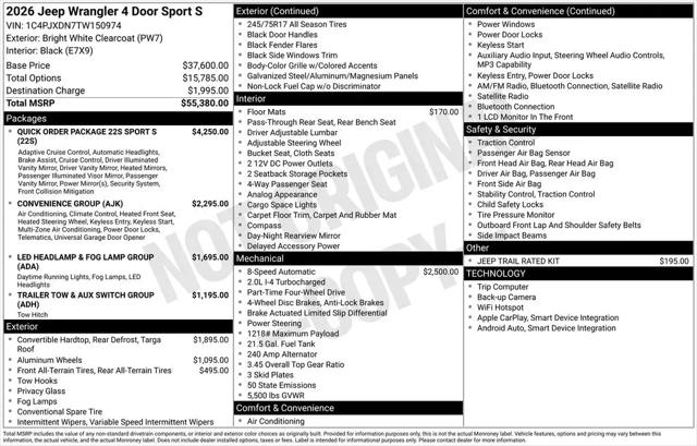 2026 Jeep Wrangler Sport S