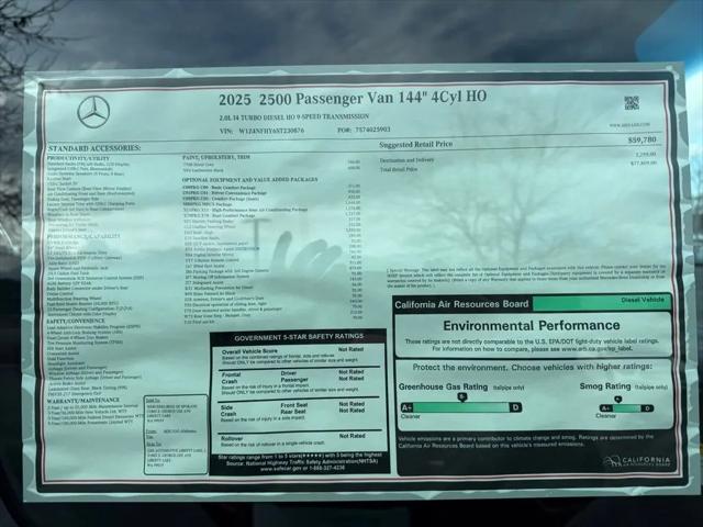 2025 Mercedes-Benz Sprinter 2500 Standard Roof 4-Cyl Diesel HO Select
