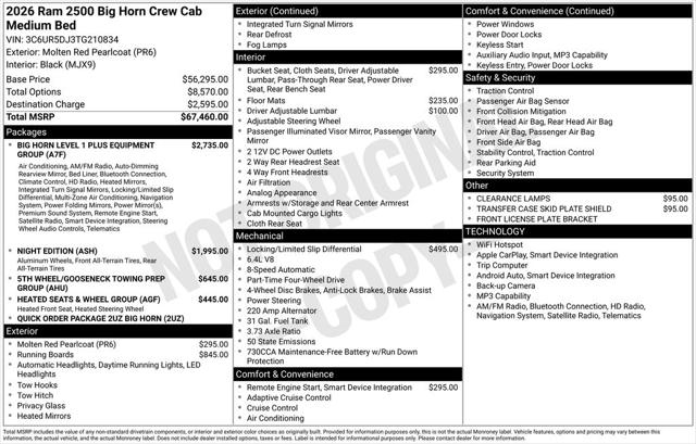 2026 RAM Ram 2500 RAM 2500 BIG HORN CREW CAB 4X4 64 BOX 2026 RAM Ram 2500 RAM 2500 BIG HORN CREW CAB 4X4 64 BOX
