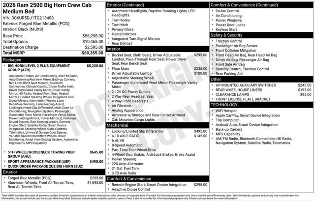 2026 RAM Ram 2500 RAM 2500 BIG HORN CREW CAB 4X4 64 BOX 2026 RAM Ram 2500 RAM 2500 BIG HORN CREW CAB 4X4 64 BOX