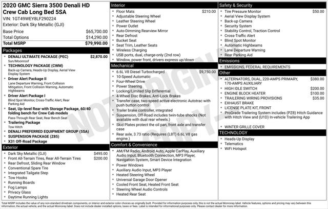 2020 GMC Sierra 3500HD 4WD Crew Cab Long Bed Denali