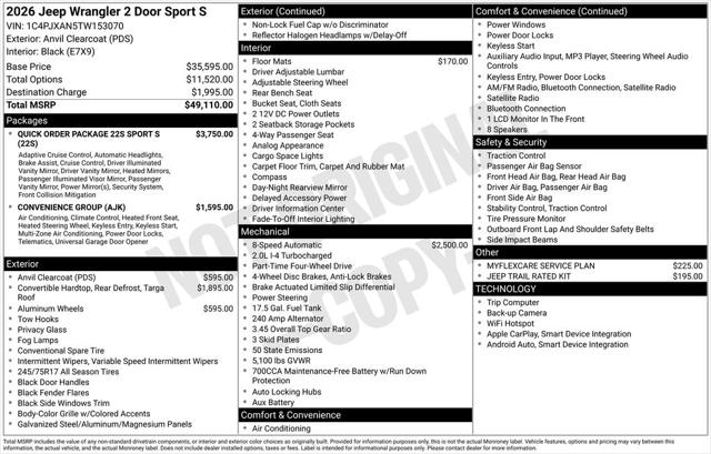 2026 Jeep Wrangler Sport S