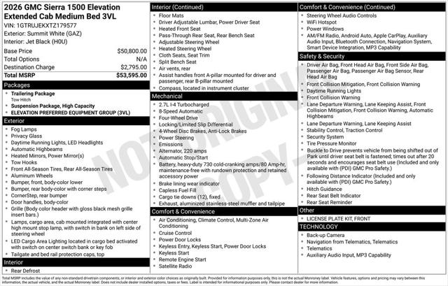 2026 GMC Sierra 1500 Double Cab, Standard Bed, Elevation, 4WD